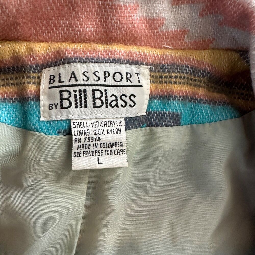vintage Bill Blass womens large blazer southwest Aztec tribal jacket 80s 90s - Picture 4 of 8